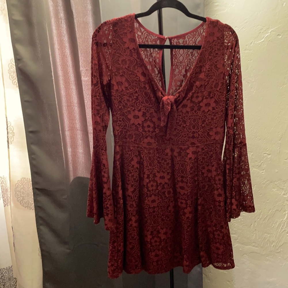 Burgundy lace dress